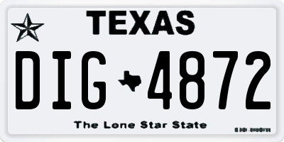 TX license plate DIG4872