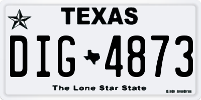 TX license plate DIG4873