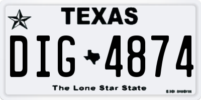 TX license plate DIG4874