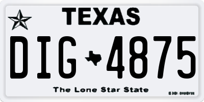 TX license plate DIG4875