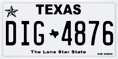 TX license plate DIG4876