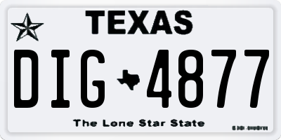 TX license plate DIG4877