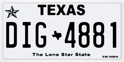 TX license plate DIG4881