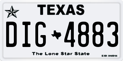TX license plate DIG4883