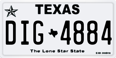 TX license plate DIG4884