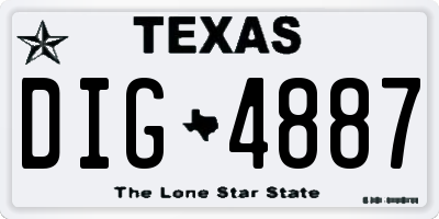 TX license plate DIG4887
