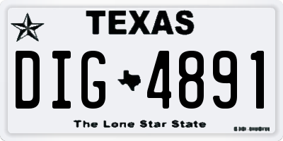 TX license plate DIG4891