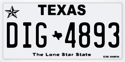 TX license plate DIG4893