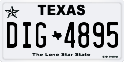 TX license plate DIG4895