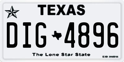 TX license plate DIG4896