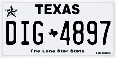 TX license plate DIG4897