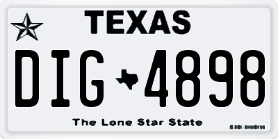 TX license plate DIG4898