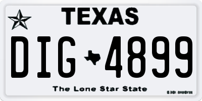 TX license plate DIG4899
