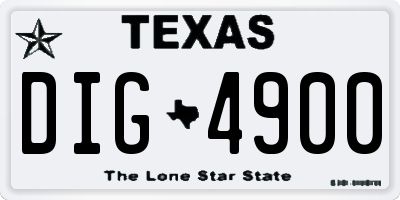 TX license plate DIG4900