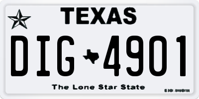 TX license plate DIG4901