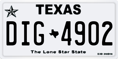TX license plate DIG4902