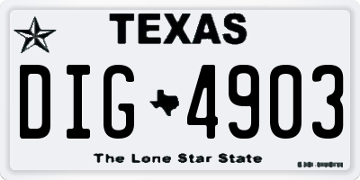TX license plate DIG4903