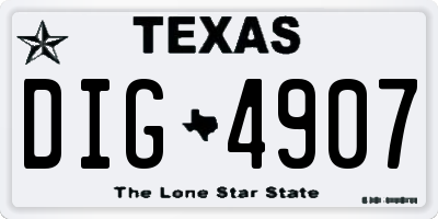 TX license plate DIG4907