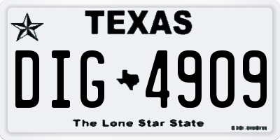 TX license plate DIG4909