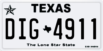 TX license plate DIG4911