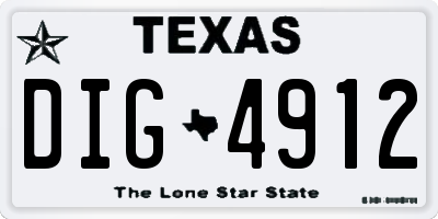 TX license plate DIG4912