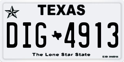 TX license plate DIG4913