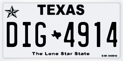 TX license plate DIG4914