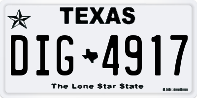 TX license plate DIG4917