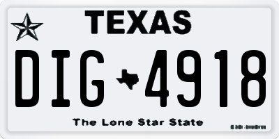 TX license plate DIG4918
