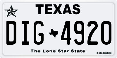 TX license plate DIG4920