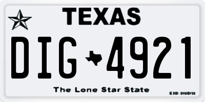 TX license plate DIG4921