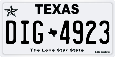 TX license plate DIG4923