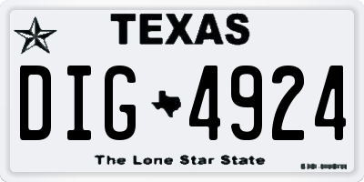TX license plate DIG4924