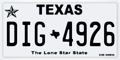 TX license plate DIG4926