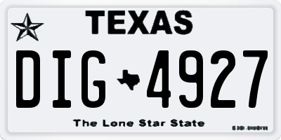 TX license plate DIG4927