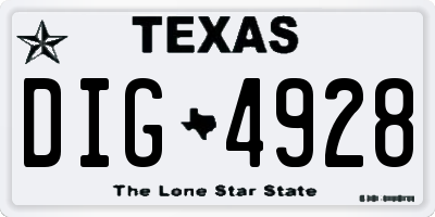 TX license plate DIG4928