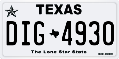 TX license plate DIG4930