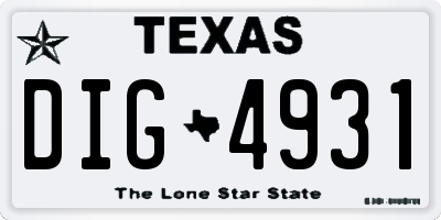 TX license plate DIG4931