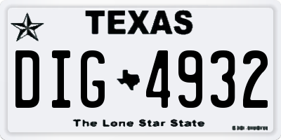 TX license plate DIG4932