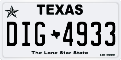 TX license plate DIG4933