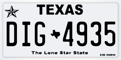 TX license plate DIG4935