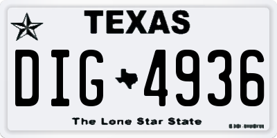 TX license plate DIG4936