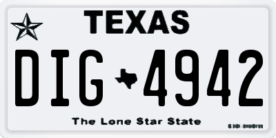 TX license plate DIG4942