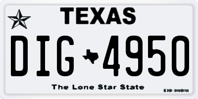 TX license plate DIG4950