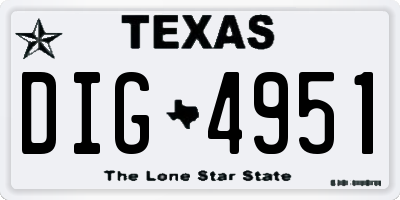TX license plate DIG4951