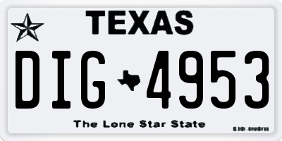 TX license plate DIG4953