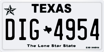 TX license plate DIG4954