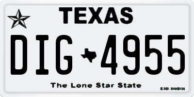 TX license plate DIG4955