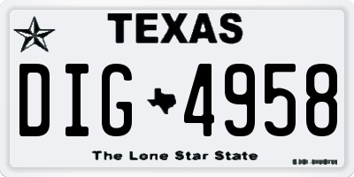 TX license plate DIG4958