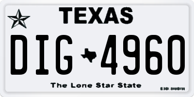 TX license plate DIG4960